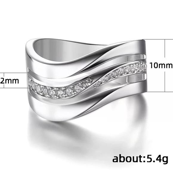 New 925 Silver Three Layers a wave Diamond Ring - Picture 6 of 6